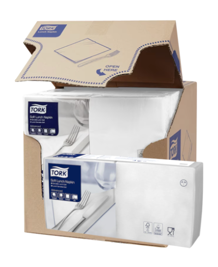 Tork Lunchserv. 3 lagig 32,8 x 32,5 cm 1/4 Falz weiß