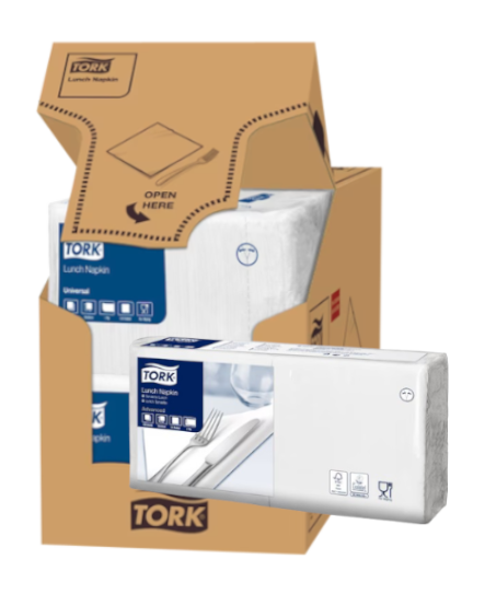 Tork Lunchserv. 2 lagig 32,8 x 32,5 cm 1/4 Falz weiß