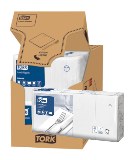 Tork Lunchserv. 2 lagig 32,8 x 32,5 cm 1/8 Falz weiß