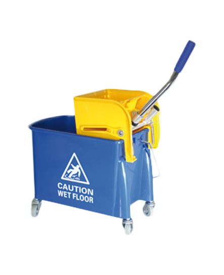 Minifahrwagen blau mit Presse 2-Kammer Struktuleneimer 17 l